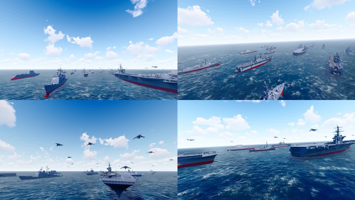 海上航空母舰战斗群视频素材
