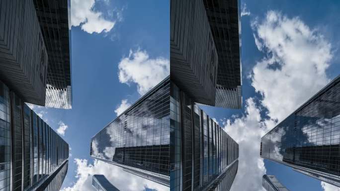 高层企业建筑的T/L低角度视图摩天大楼和天空