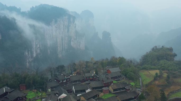 航拍吉斗苗寨和德夯大峡谷风景