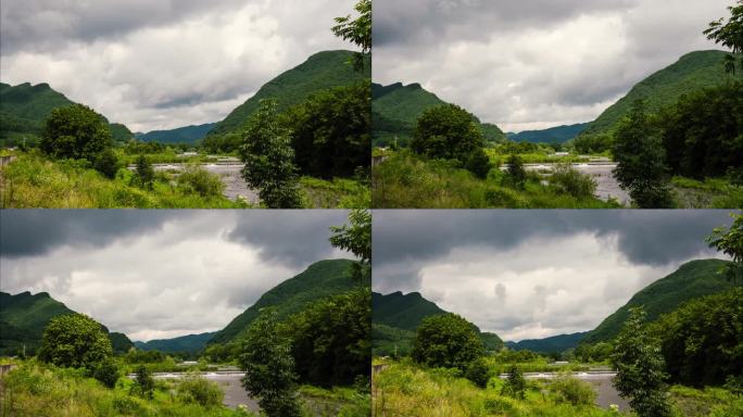 高山小溪延时摄影农村环境绿色深山
