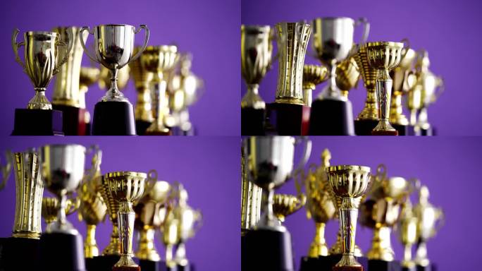 紫色背景奖杯组荣誉第一奖项