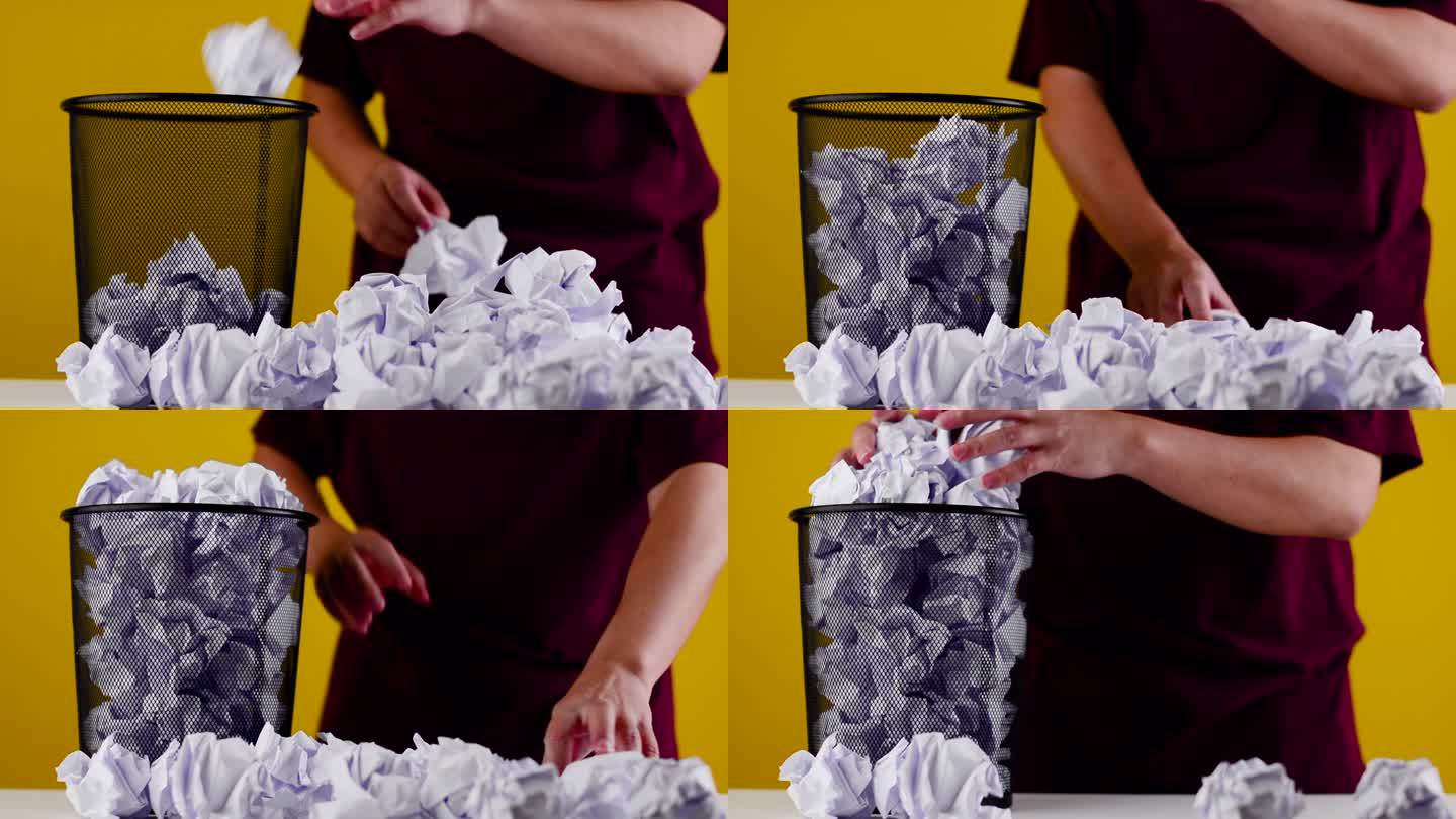 废纸废纸篓垃圾桶扔掉