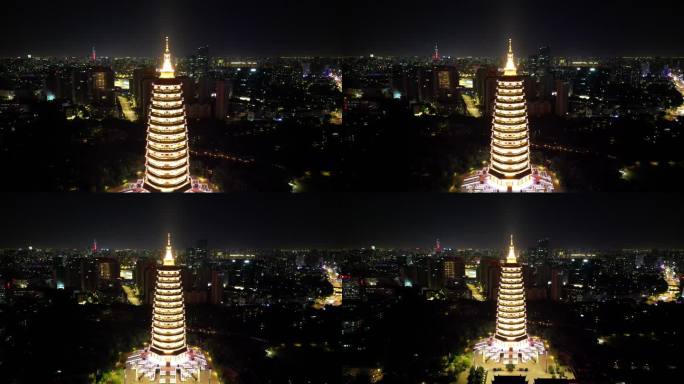 江苏常州天宁禅寺夜景航拍 (5)