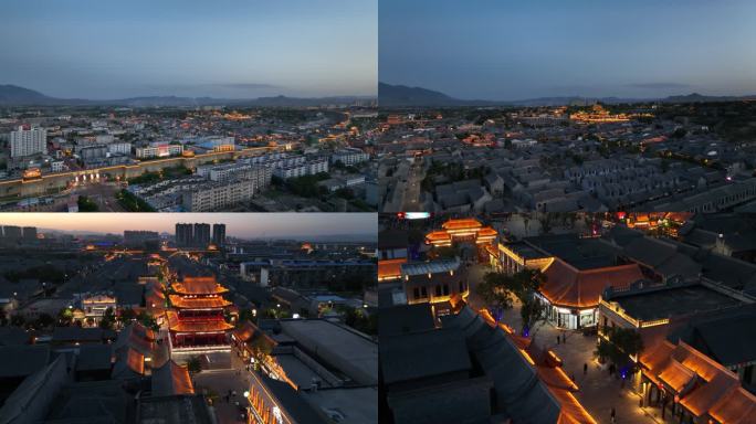 航拍山西忻州古城夜景4K50帧