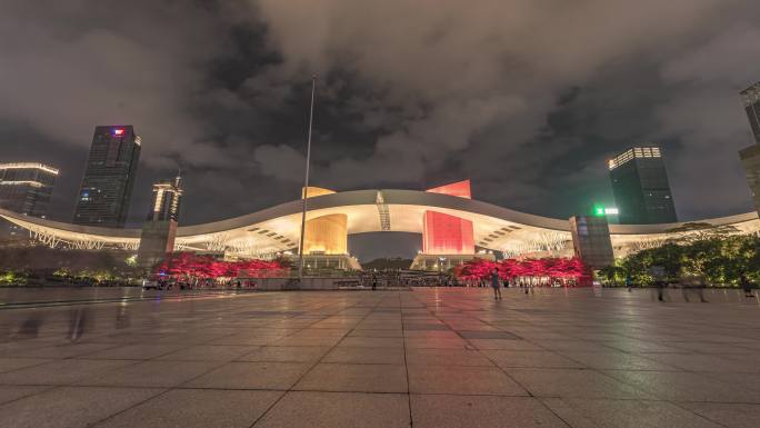 深圳市福田市民中心广场大鹏展翅地标夜景