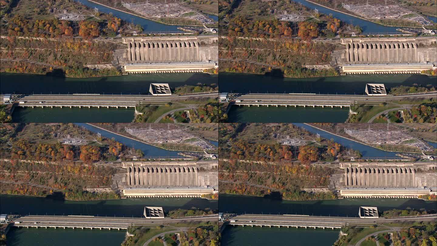 美国和加拿大的水电站——鸟瞰图——美国尼亚加拉县纽约
