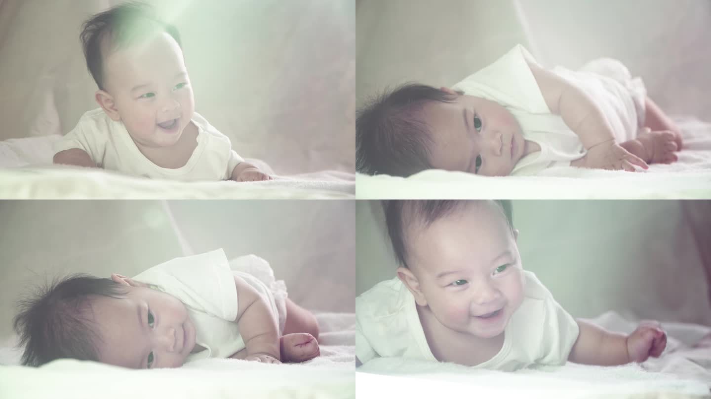 4K逆光唯美微笑婴儿宝宝