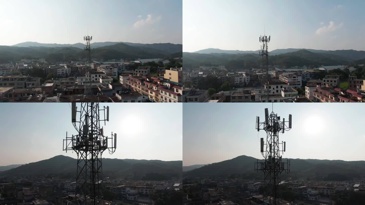5G通信塔、镇内移动电话信号基站