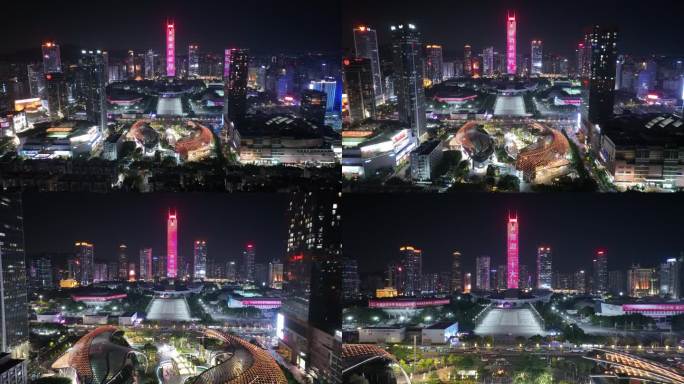 航拍广州cbd夜景中信二十大灯光秀