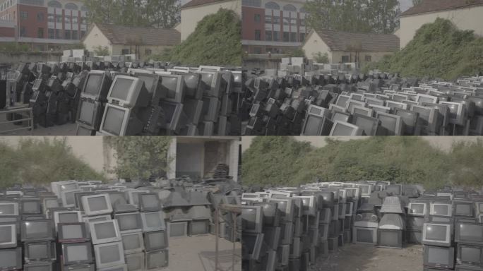 废品回收站里的破旧电视