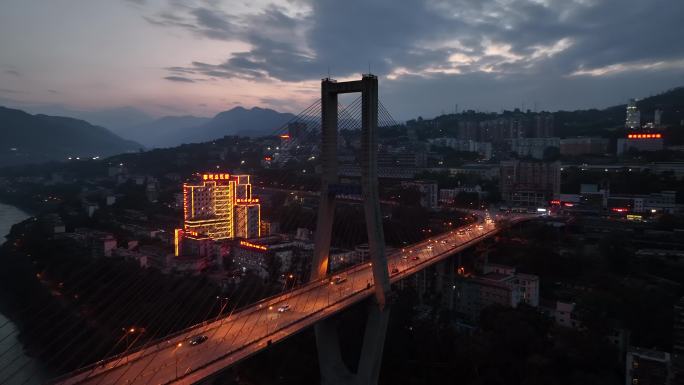 攀枝花东区炳草岗大桥夜景航拍