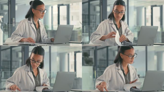 一位年轻医生在工作时使用笔记本电脑进行文书工作的4k视频片段
