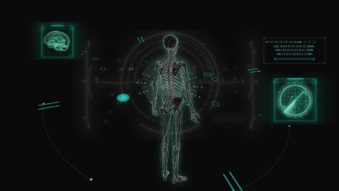 HUD科技界面人体骨骼展示素材