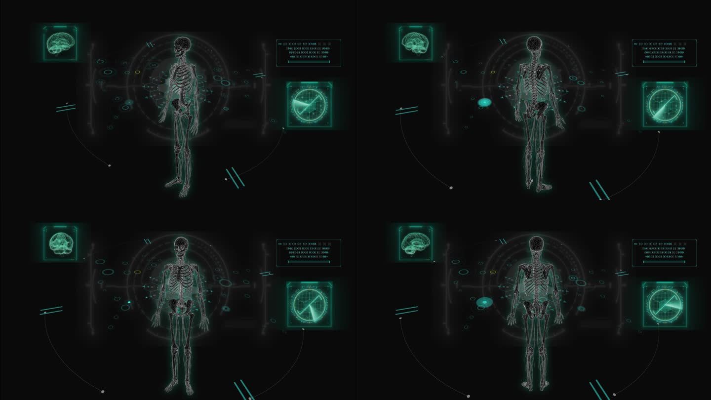 HUD科技界面人体骨骼展示素材