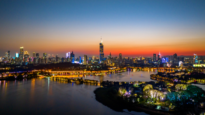 南京夜景大气城市夜景延时航拍