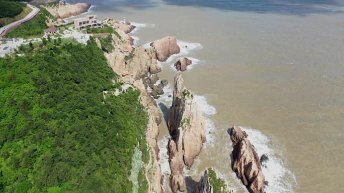 浙江台州大陈岛甲午岩风景航拍视频