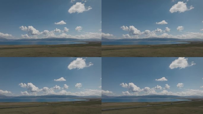 新疆 伊犁 赛里木湖 山川 蓝天 白云