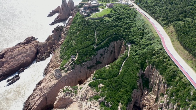 浙江台州大陈岛甲午岩风景航拍视频