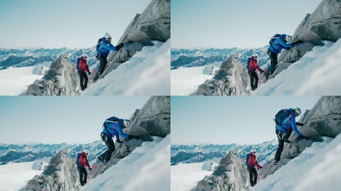 登山运动员脚步徒步旅行攀登爬山