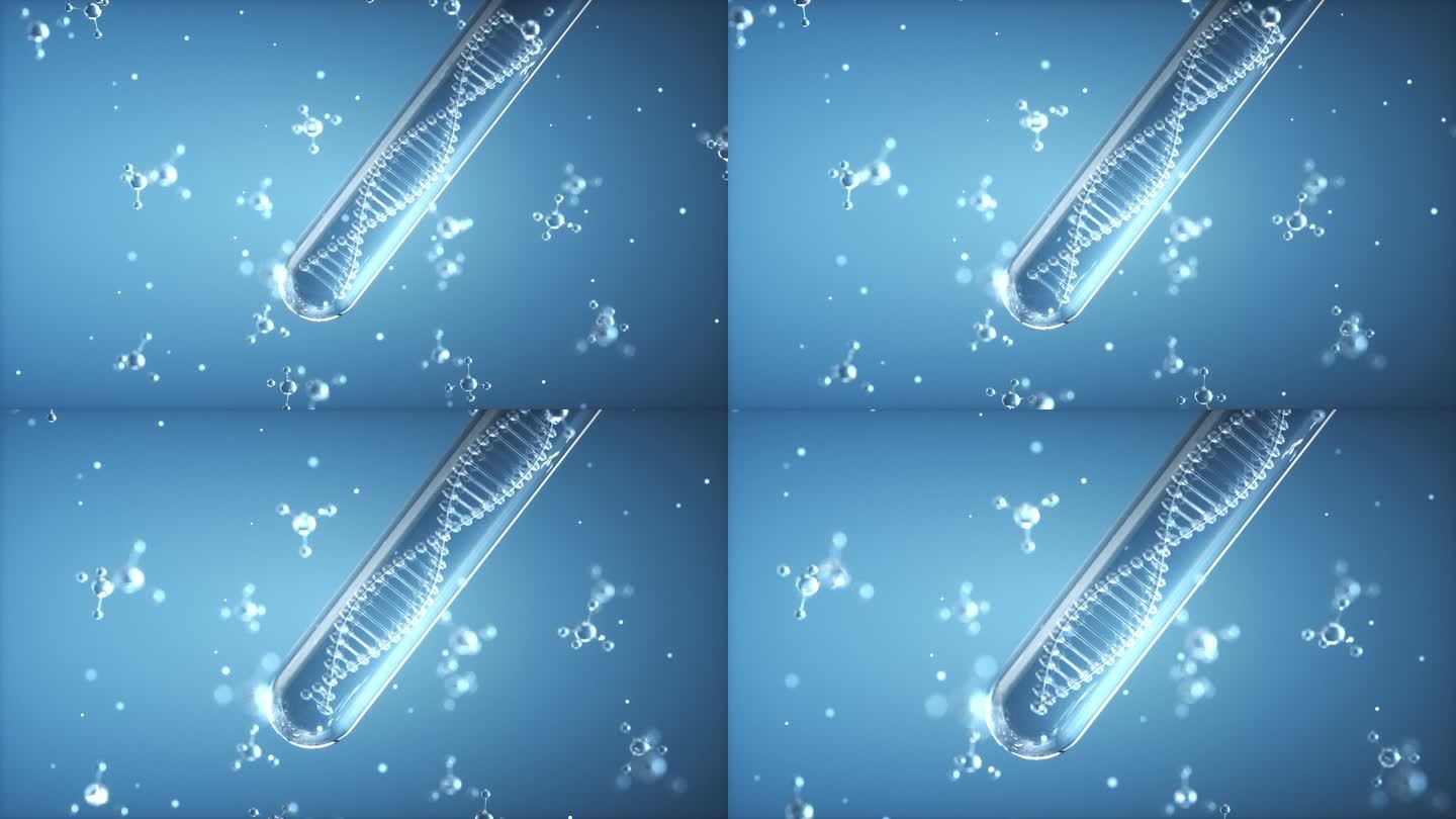 微观试管内转动的DNA螺旋 玻璃分子随机