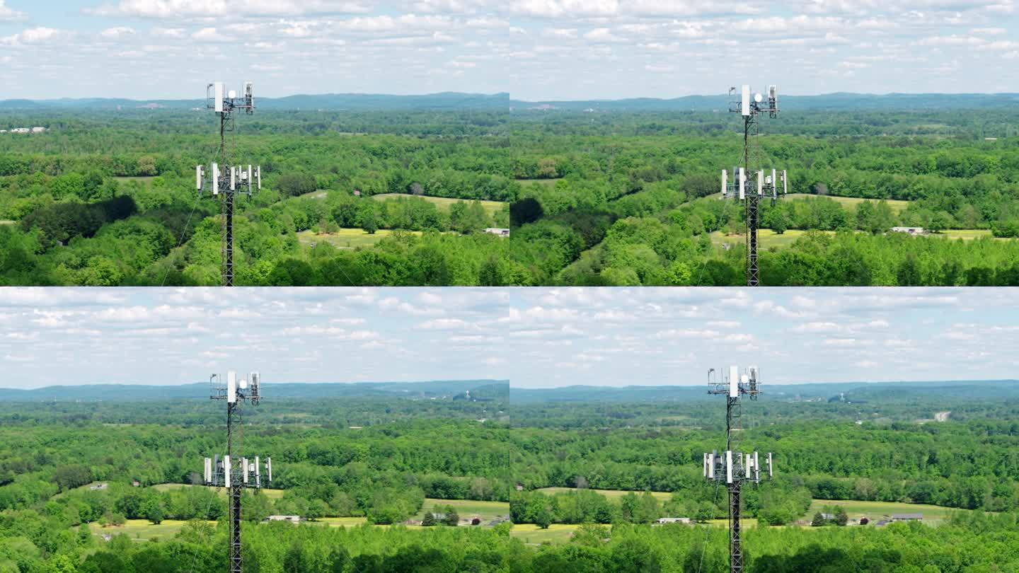 森林环境中5g网络用带天线的通信塔