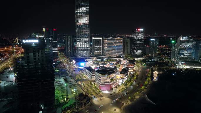 上海前滩大全景夜景航拍