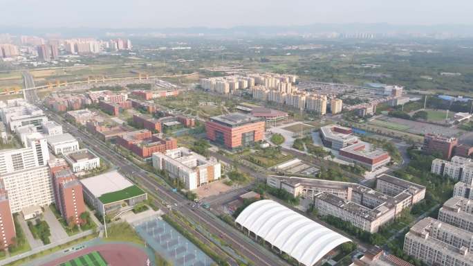 成都市成都大学校区航拍素材