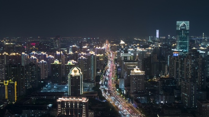 上海城市交通夜景航拍