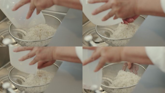 CU-洗米的高级妇女