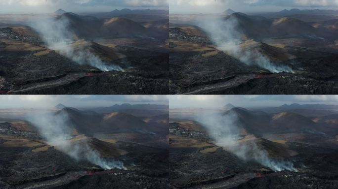冰岛Fagradalsfjall火山喷发风景鸟瞰图