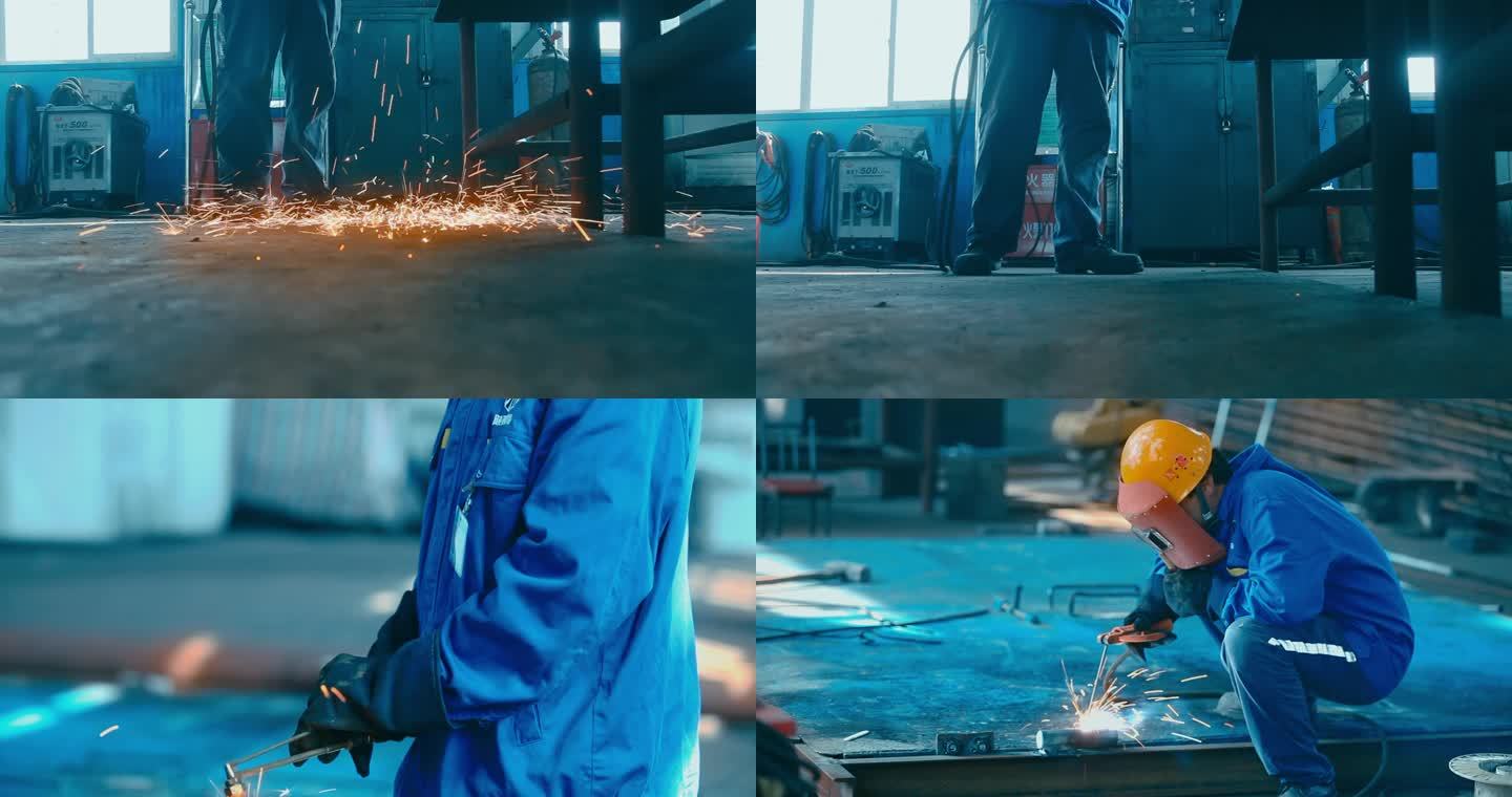 自动化焊接焊花人工电焊切割火花飞溅重工业