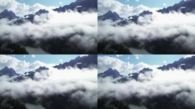 意大利南蒂罗尔拉特马山白云石阿尔卑斯山的空中拍摄