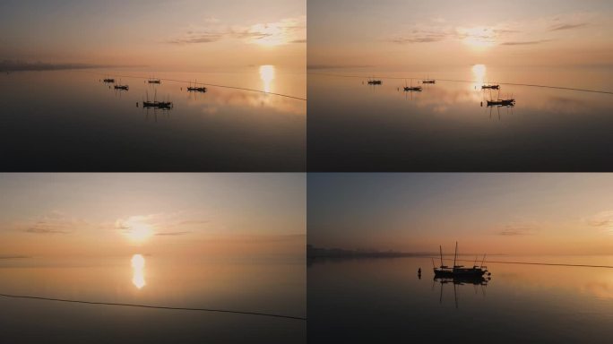 （原创4k） 清晨日出太湖帆船 贡湖湾