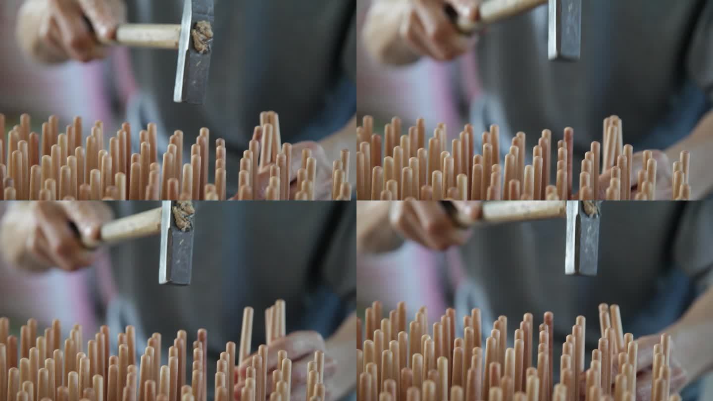 笔杆加工 木棍加工 画笔固定 木棍工艺品