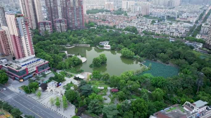 成都市青白江区怡湖园公园航拍