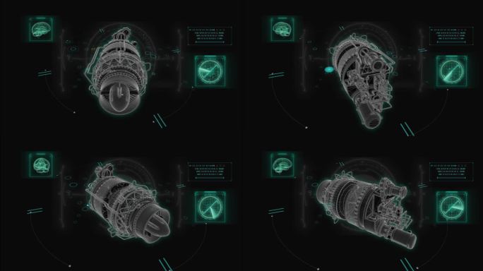 HUD科技界面飞机发动机展示素材