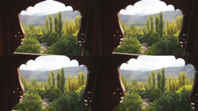 巴基斯坦北部堡垒阳台外的风景