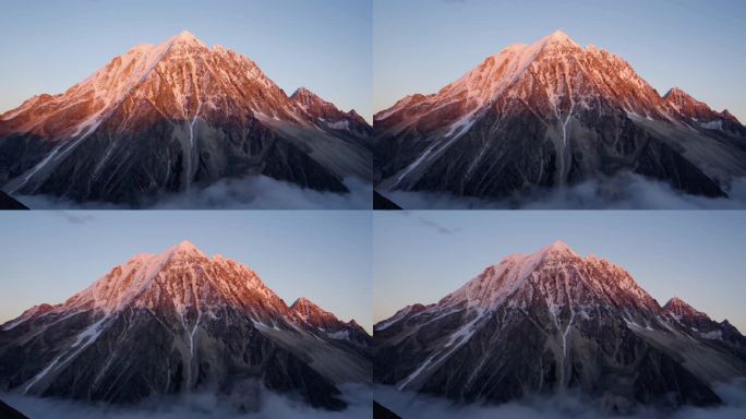 川西雅拉雪山日照金山日落雪山