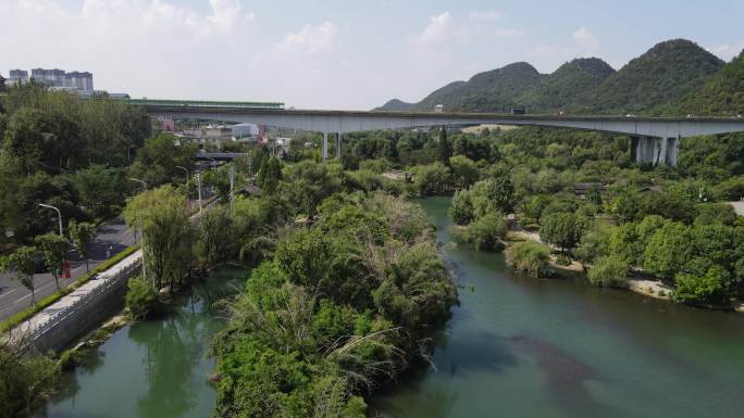 旅游景区贵阳十里河滩风景区航拍 (1)