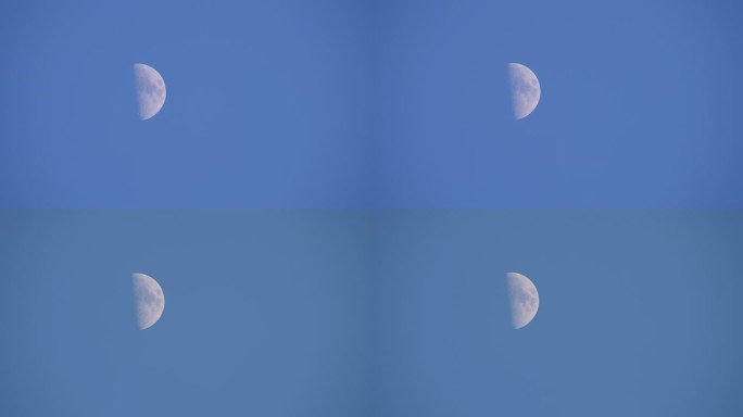 4K晴朗天空中的月亮空镜