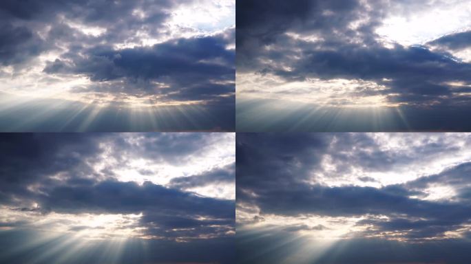 天空丁达尔光延时阳光穿透云朵太阳光耶稣光