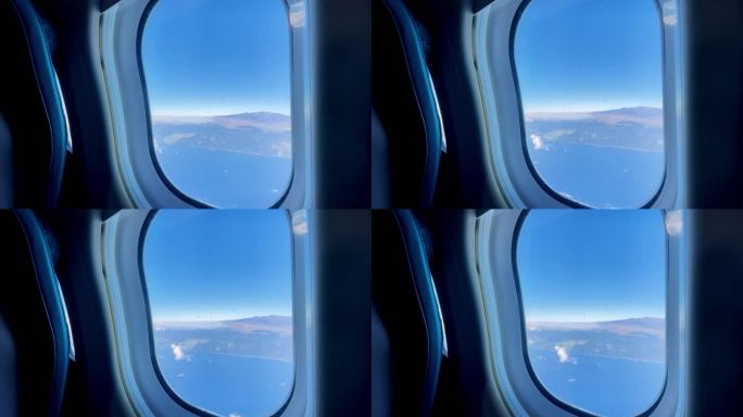 飞机窗口概述。交通方式透过窗户观看商用飞