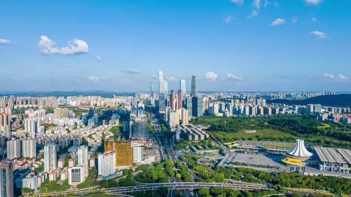 南宁东盟商务区航拍延时