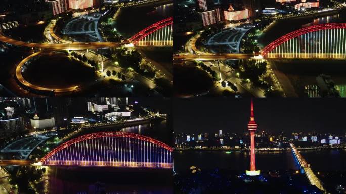 武汉桥梁夜景延时拍摄