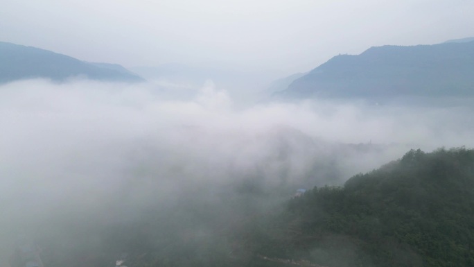 山城梦幻云海自然美景航拍延时镜头