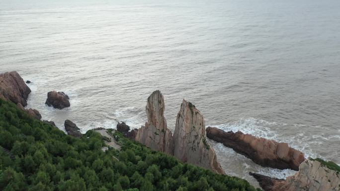 浙江台州大陈岛甲午岩风景航拍视频