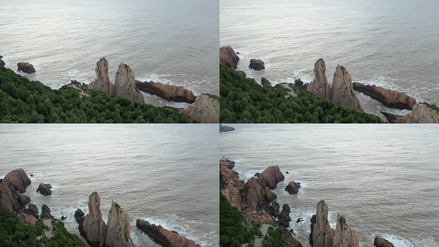 浙江台州大陈岛甲午岩风景航拍视频