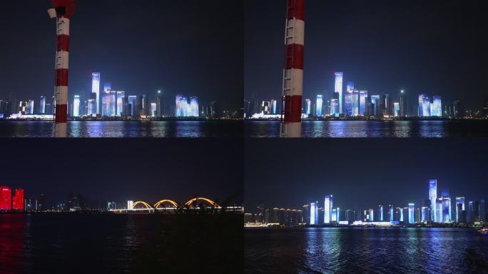 4K长沙湘江沿岸夜景移动升格空镜