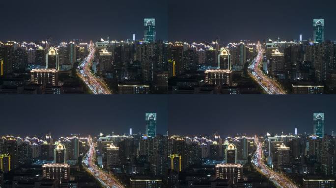 上海城市交通夜景航拍