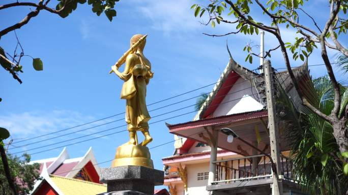 特写寺庙区的佛像景观人文铜像神像